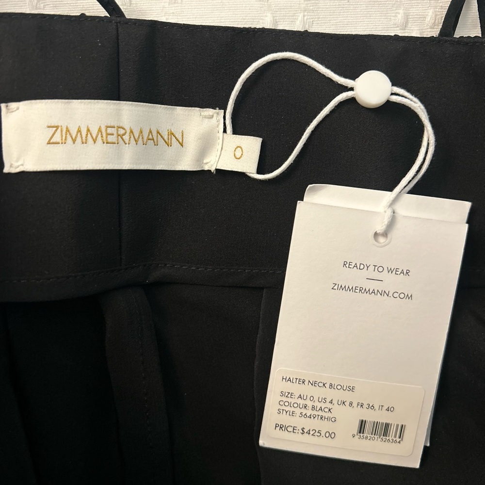 Zimmermann Halter Neck Top | Black, Silk, Flower Brooch - Picture 5 of 6